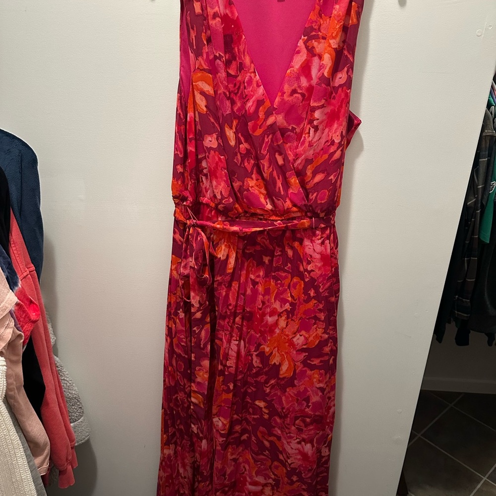 Studio One Pink and Orange Floral Maxi Dress